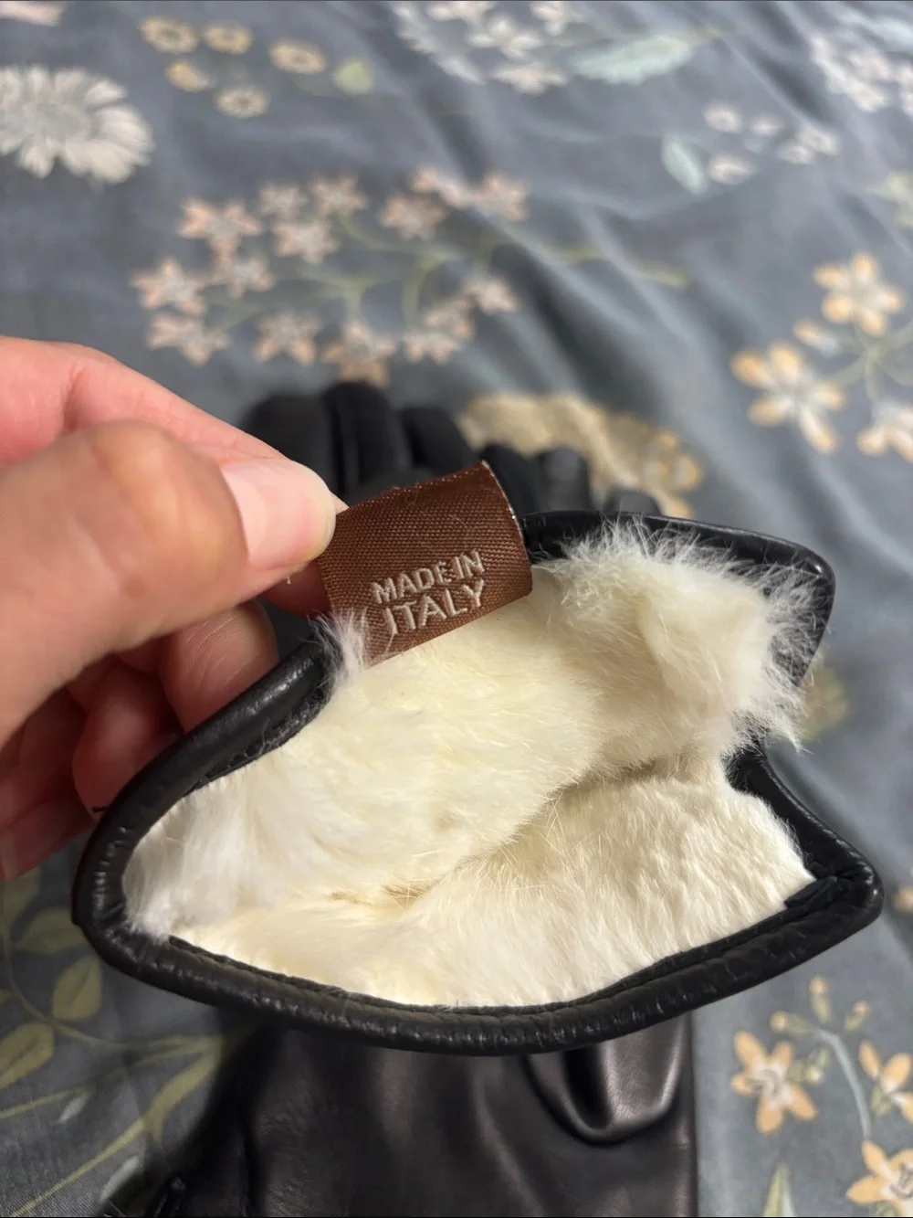Fratelli Orsini Francesca Italian Lambskin Leather & Rabbit Fur Gloves 6.5/Small